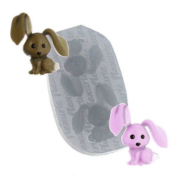 Molde de  Silicone 733 - Dupla de Coelhinhos Lesley