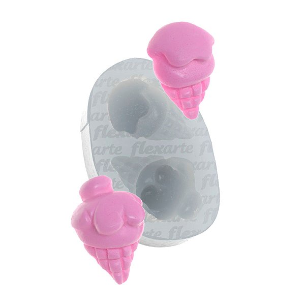 Molde de  Silicone 746 - Dupla de Sorvetes de Casquinha