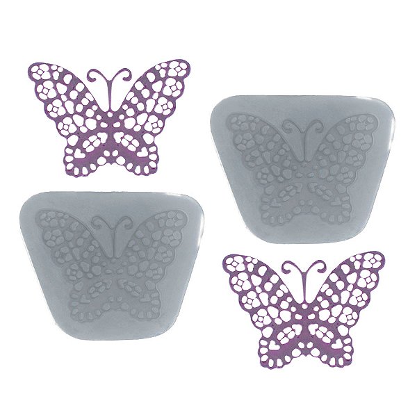 Molde de  Silicone 771 - Dupla de Mini Rendas Borboleta Myrtle