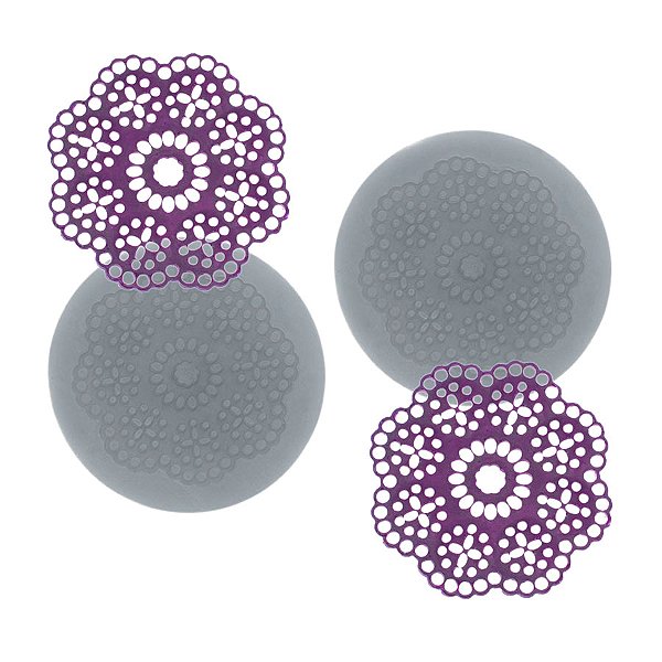 Molde de  Silicone 774 - Dupla de Mini Rendas Harriett Redonda