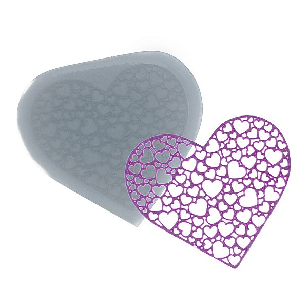 Molde de  Silicone 782 - Renda de Coração Beryl Médio