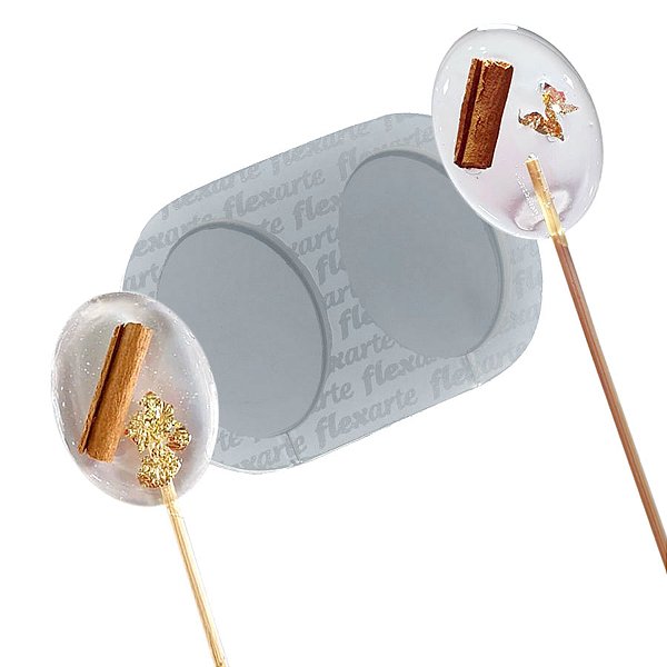 Molde de  Silicone 785 - Dupla de Pirulito / Mexedor Oval peq -  3x4 cm