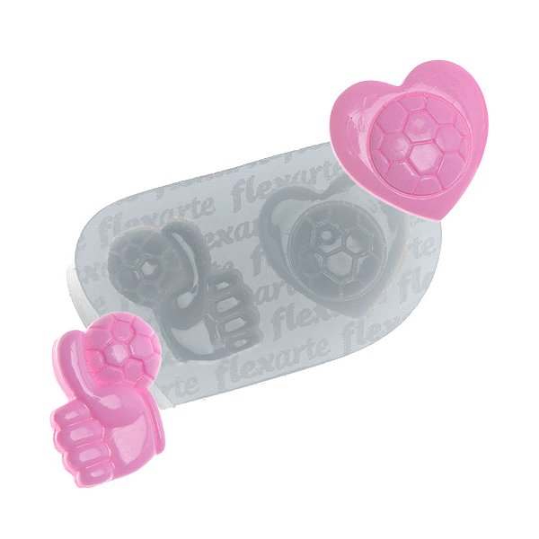 Molde de  Silicone 794 - Coração + Polegar com Bola - Copa