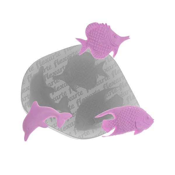 Molde de  Silicone 845 - Dupla de Peixes + Golfinho