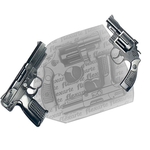 Molde de  Silicone 854 - Pistola + Revólver - Armas 6 Cm