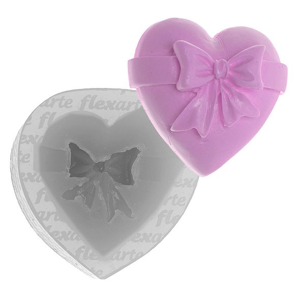 Molde de  Silicone 858 - Coração com Laço Naia