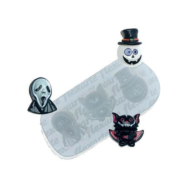 Molde de  Silicone 880 - Trio de Halloween - Pânico, Morcego