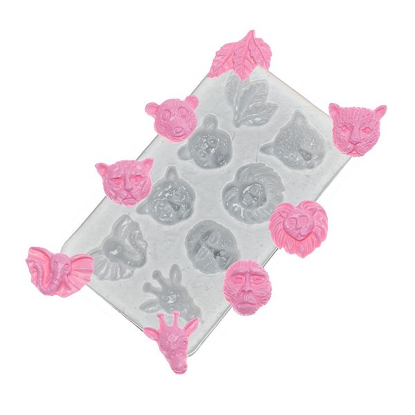 Molde de  Silicone 90000  Safari c 8 Bichos Animais Flexarte