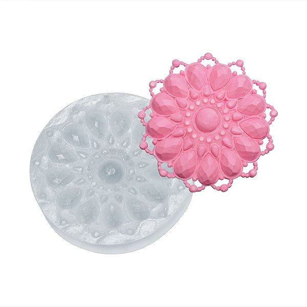 Molde de  Silicone 90002 Medalhão Detalhado Asterisco Grande