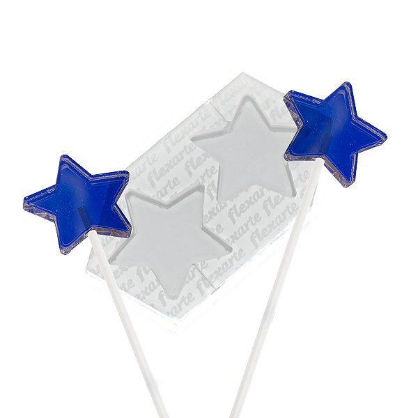 Molde de  Silicone 907 - Dupla de Pirulito / Mexedor Estrela 4cm