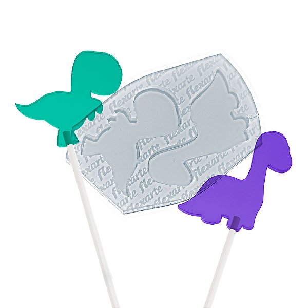 Molde de  Silicone 908 - Pirulitos Casal de Dinossauros T-Rex 5cm