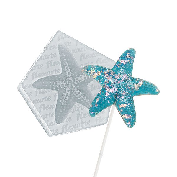 Molde de  Silicone 914 - Pirulito Estrela do Mar 5cm - Fundo do Mar