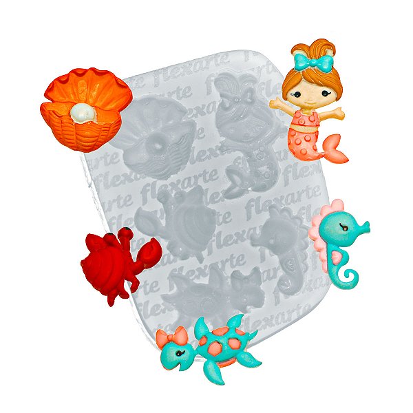 Molde de  Silicone 915 - Fundo do Mar Baby Verão