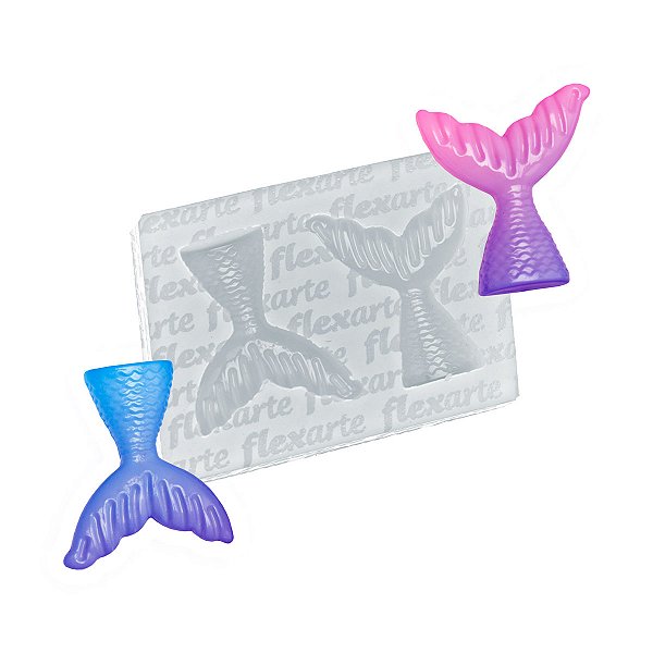 Molde de  Silicone 917 - Par de Cauda Sereia Peq -  3cm - Fundo do Mar