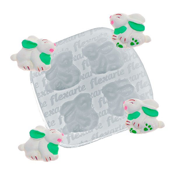 Molde de  Silicone 929 - Quarteto de Coelhos de Páscoa