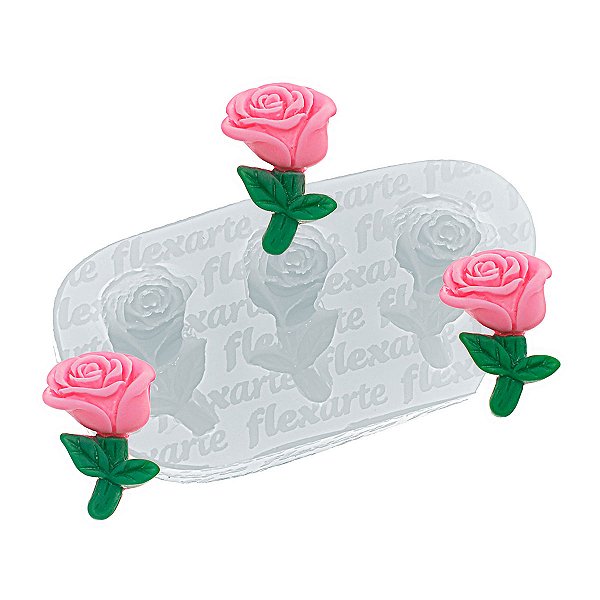 Molde de  Silicone 943 - Trio Florzinhas Botão de Rosas Peq