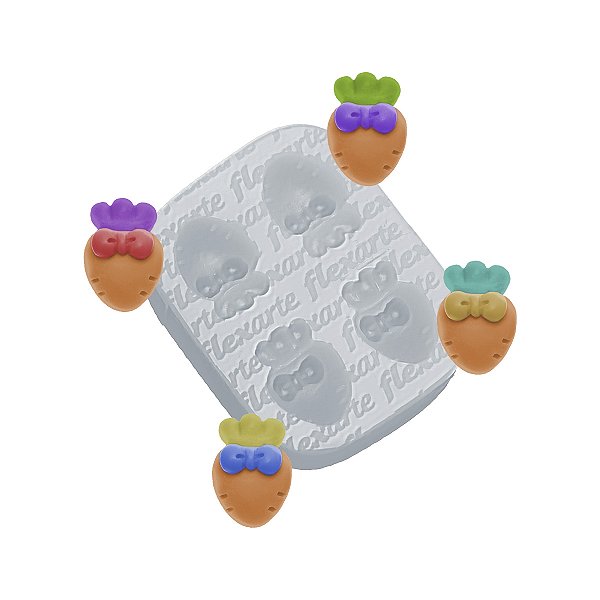 Molde de  Silicone 994 - Quarteto de Cenouras Peq. c/ Laço 2cm