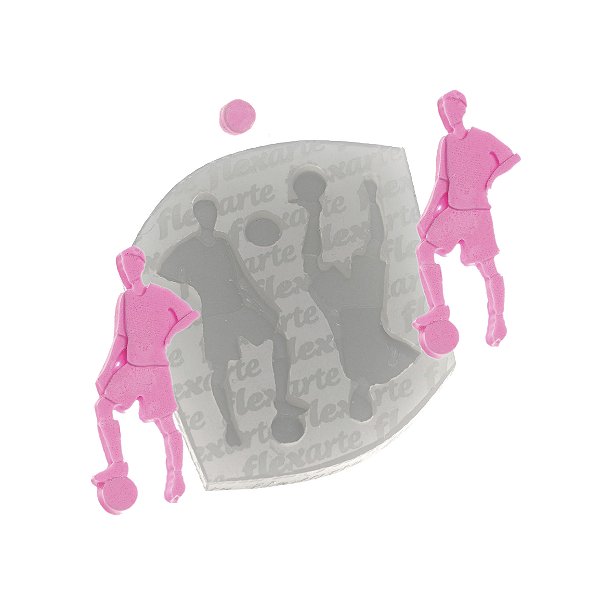 Molde de Silicone 1022 - Jogadores Futebol + Bola - Flexarte