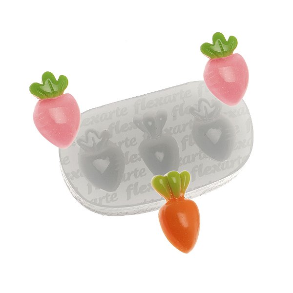Molde de Silicone 1038 - Trio Cenouras de Páscoa Peq. 2,2cm