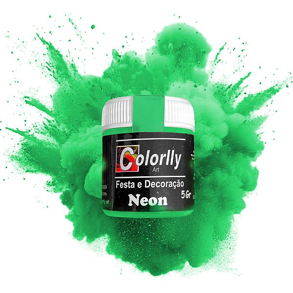 Pó para decoração - Neon Verde 5g - Colorlly