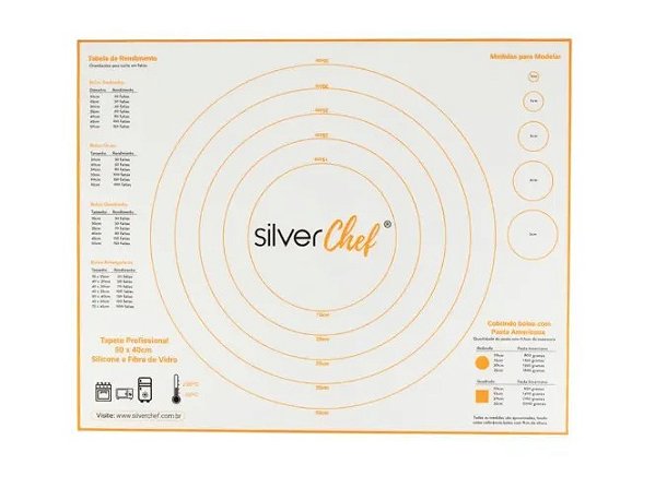 Tapete De Fibra De Vidro E Silicone 50x40cm Silverchef Ft420