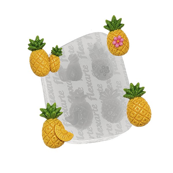 Molde de Silicone 1053 - Quarteto Abacaxi Peq 2cm - Flexarte