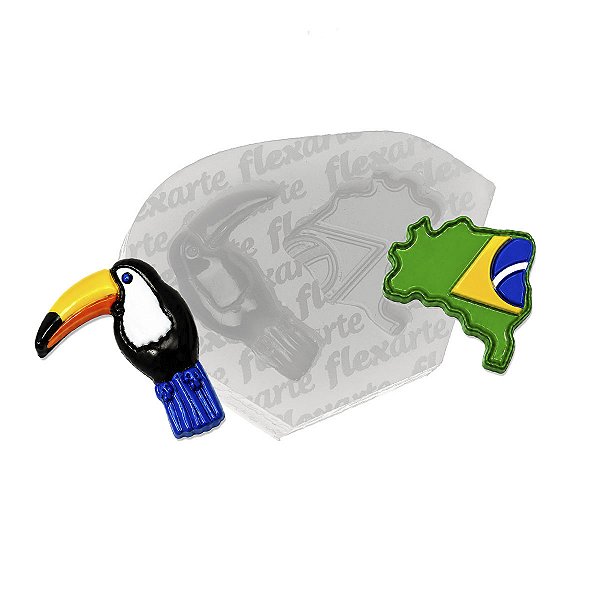Molde de Silicone 1055 - Mapa Brasil + Tucano Brownie 2,7cm