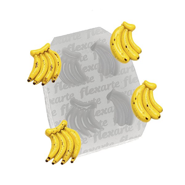 Molde de Silicone 1056 - Quarteto de Bananas Capivari 1,7cm