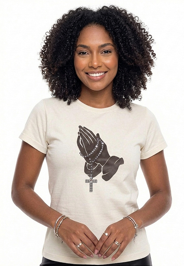 T-Shirt Feminina Santo Rosário Terço Católico