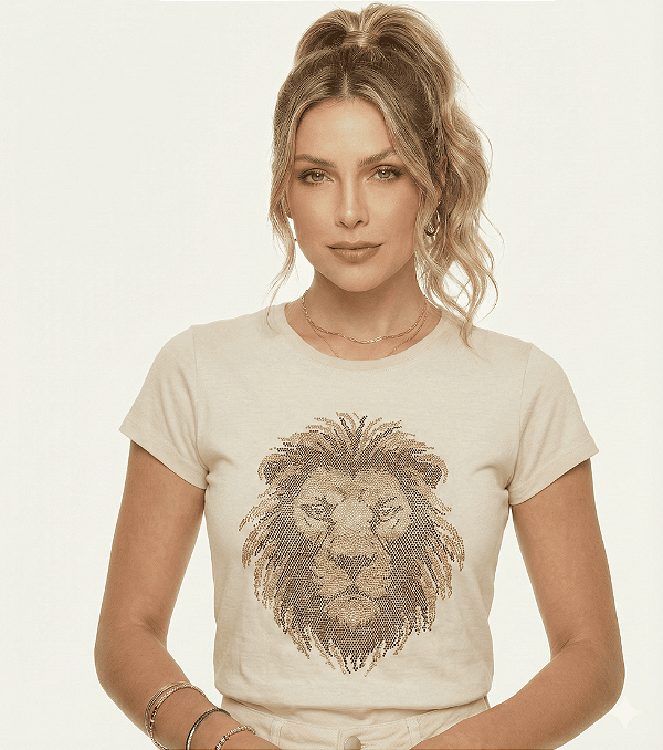 T-Shirt Feminina Leão Judá Algodão