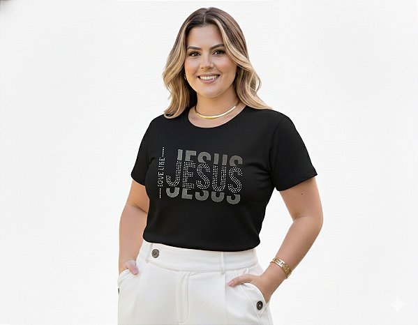 T-Shirt Plus Size Cristã Jesus Love Algodão Premium