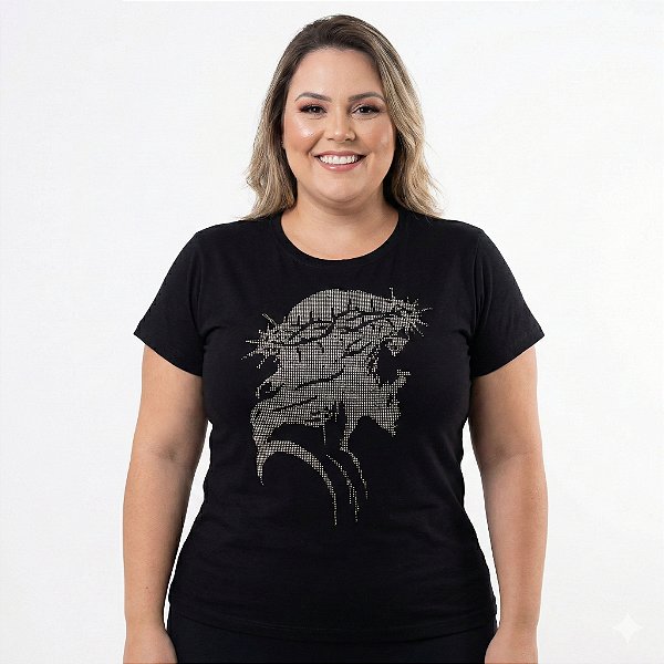 T-Shirt Plus Size Feminina Jesus Coroa de Espinhos