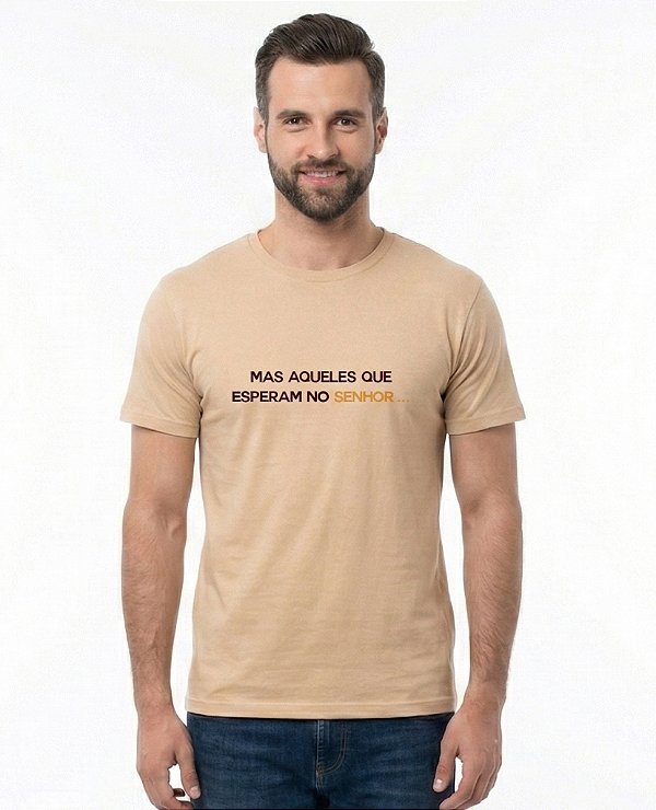 T-Shirt Masculina Mas Aqueles que Esperam no Senhor Algodão