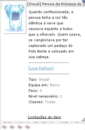 Peruca da Princesa do Gelo