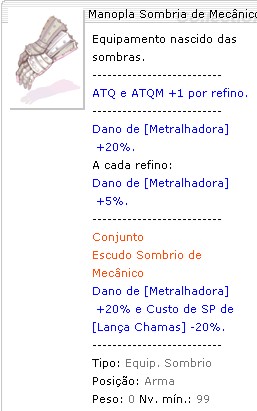 Manopla Sombria de Mecânico