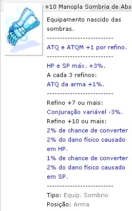 +10 Manopla Sombria de Absorção