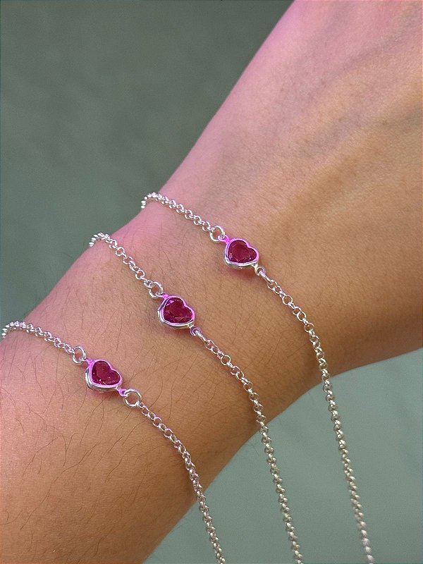 Pulseira Coração Pink