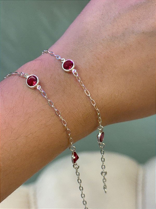 Pulseira Pedra Redonda Rosa