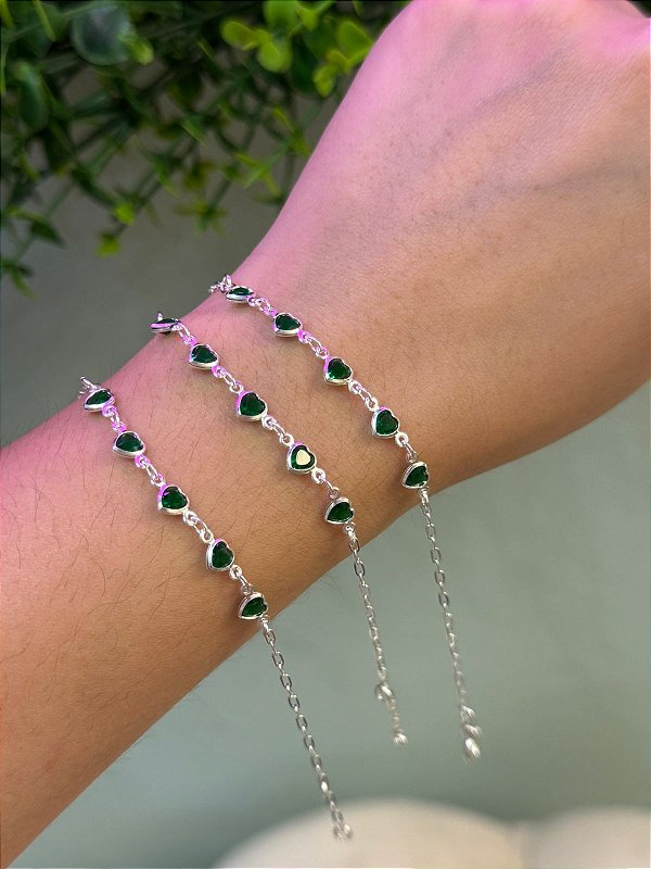 Pulseira Coração Verde
