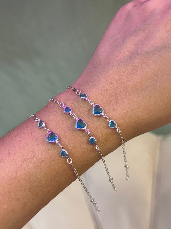Pulseira Trio de Corações Blue