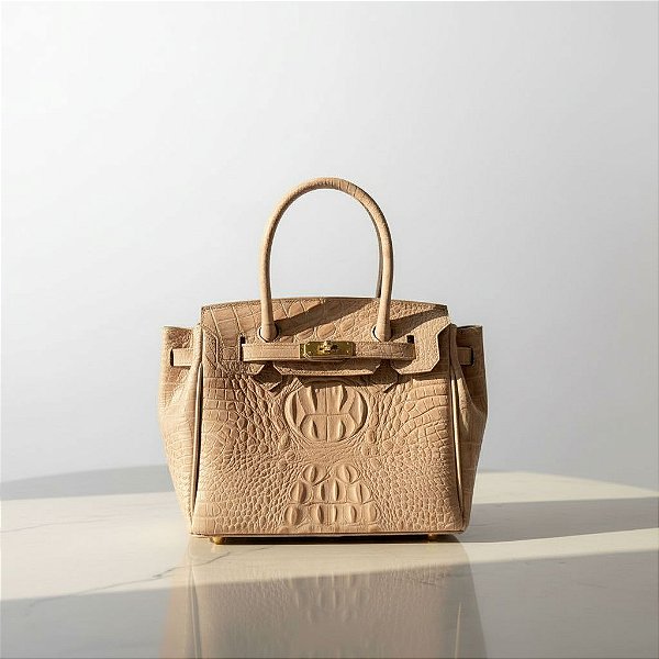 Bolsa Couro Croco - Rosé