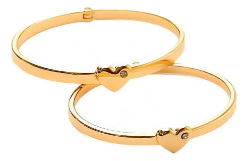 Kit Bracelete Mãe e Filha SemiJoia Coração Minimalista Dourado