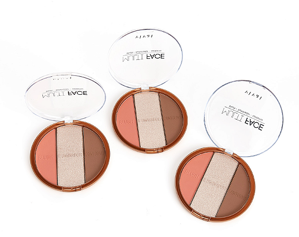 Trio Multiface Blush Iluminador e Contorno - Vivai