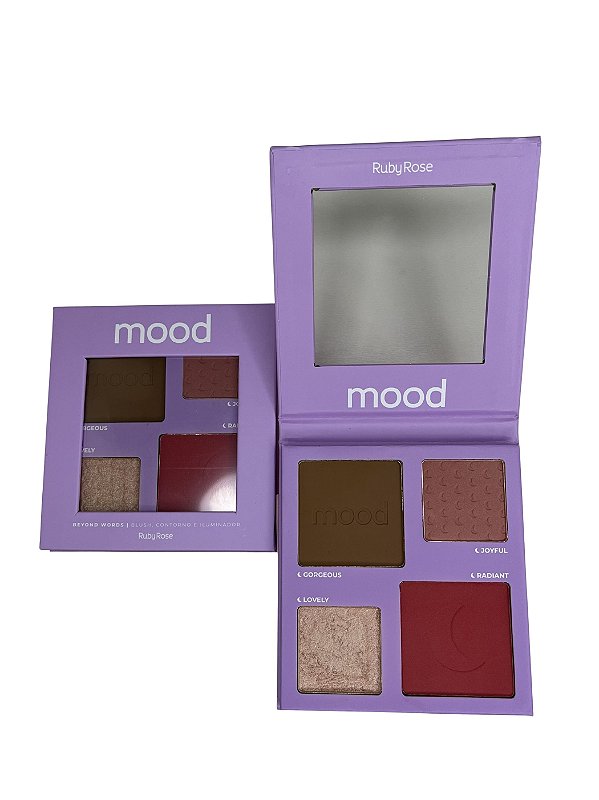 Paleta Blush, Contorno e Iluminador Mood Ruby Rose