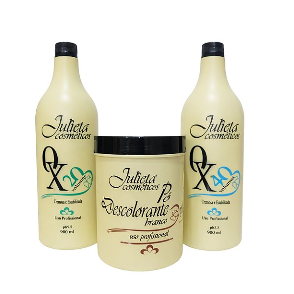 Kit OX 20 e 40 Volumes 900ml + Pó Descolorante 500g - Julieta Cosméticos