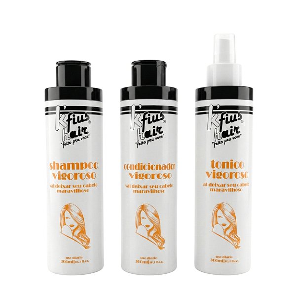 Shampoo 300ml + Condicionador 300ml + Tônico 300ml Vigoroso - K´Fius Hair