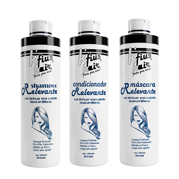 Kit Tratamento Capilar Relevante 300ml - Shampoo + Condicionador + Máscara - K´Fius Hair