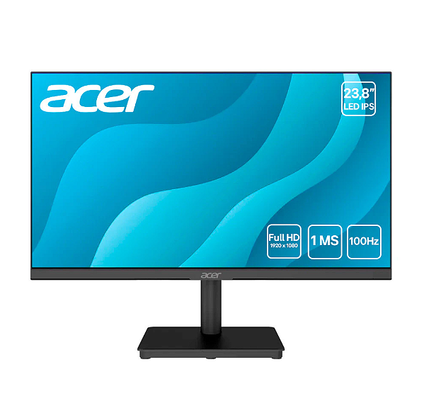 Monitor Acer 23,8" Full HD IPS 100Hz 1ms FreeSync Zero Frame VisionCare HDMI – MK241Y Preto