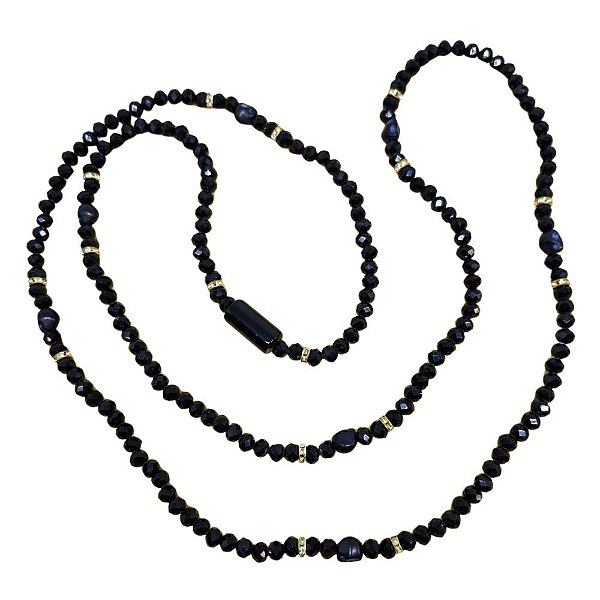 GUIA DE CRISTAL 8MM PRETO LEITOSO COM FIRMA