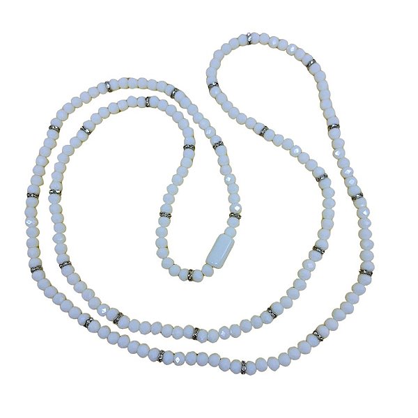 GUIA DE CRISTAL 8MM BRANCO LEITOSO COM FIRMA